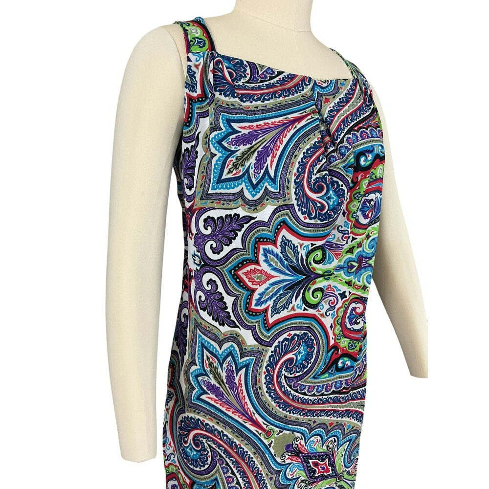 Etro Milano Paisely Shift Dress 42 /US 6 Sleeveless Square Neck Chic Italy BOHO - Picture 7 of 13